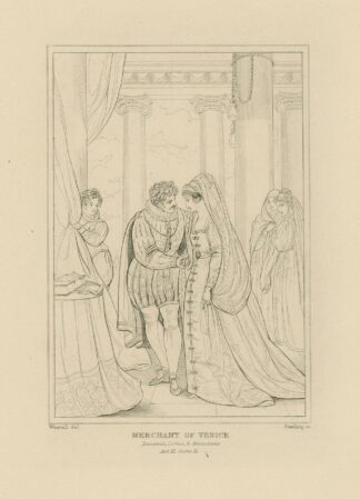Merchant of Venice, act 3, scene 2 … Bassanio, Portia, and Attendants by William Francis Starling