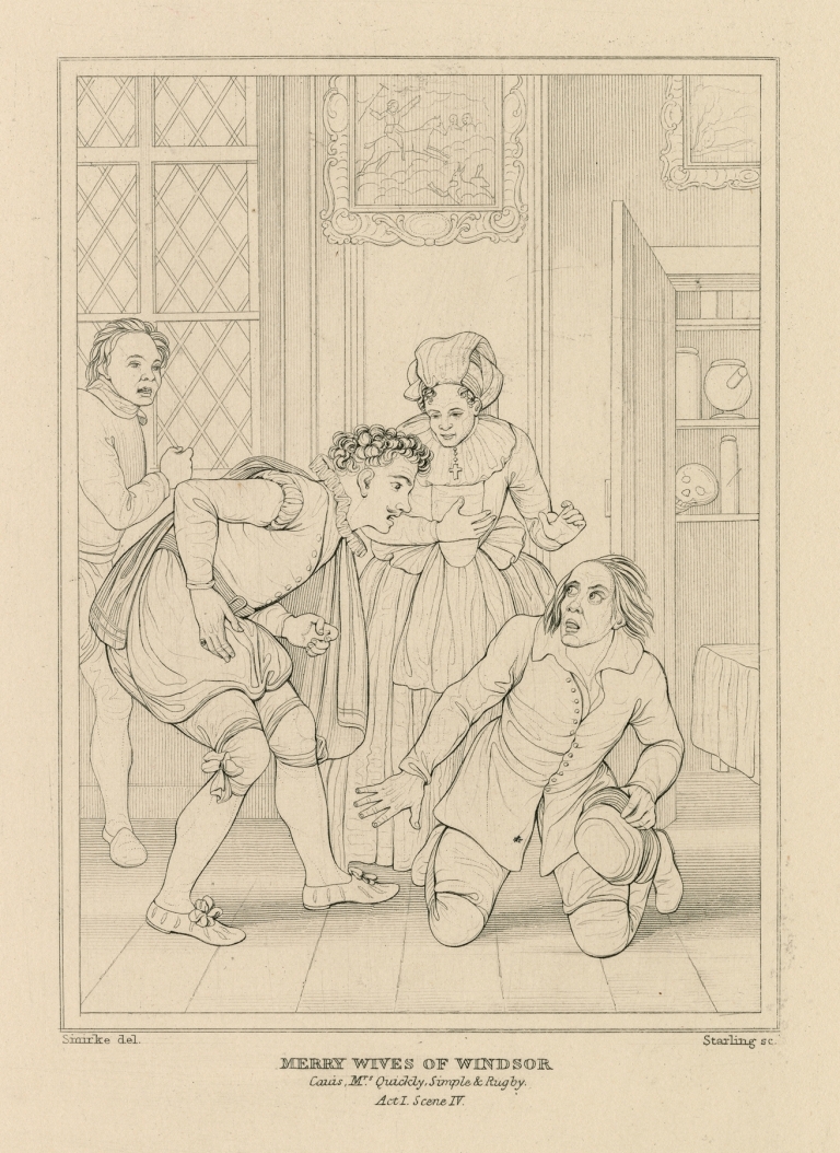 Merry wives of Windsor, Caius, Mrs. Quickly, Simple, & Rugby, act I, scene IV by William Francis Starling