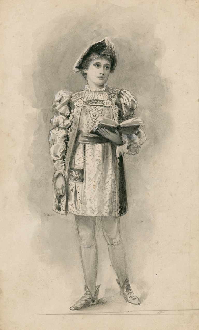Miss Bessie Hatton [as Hamlet] by Bernard Partridge