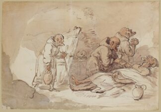 Monks and dying man by Thomas Rowlandson