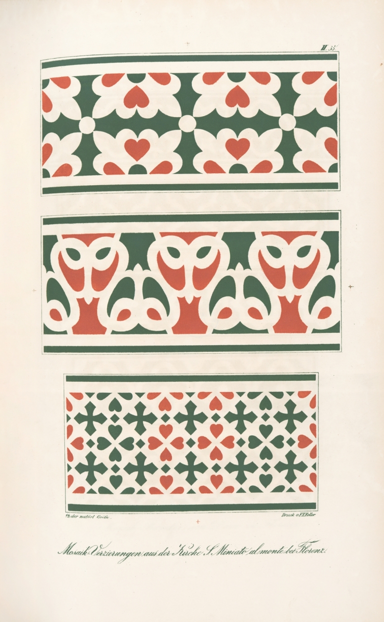 Mosaik-Verzierungen aus der Kirche S. Miniato al monte bei Florenz 3 by Friedrich Maximilian Hessemer