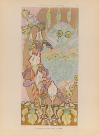 Motifs pour grande frise, combinaisons ornementales – Iris et Clématite by Claudius Denis