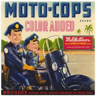 Moto-Cops Brand Produce Label by Anonymous