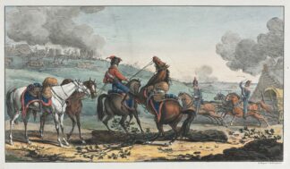 Mounted Artilleryman Leading Three Horses by Carle Vernet