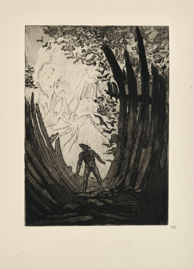 N° 21 – Nemrod debout foulait le pic inabordable. Il allait et venait, charpentier formidable by Emile Bernard