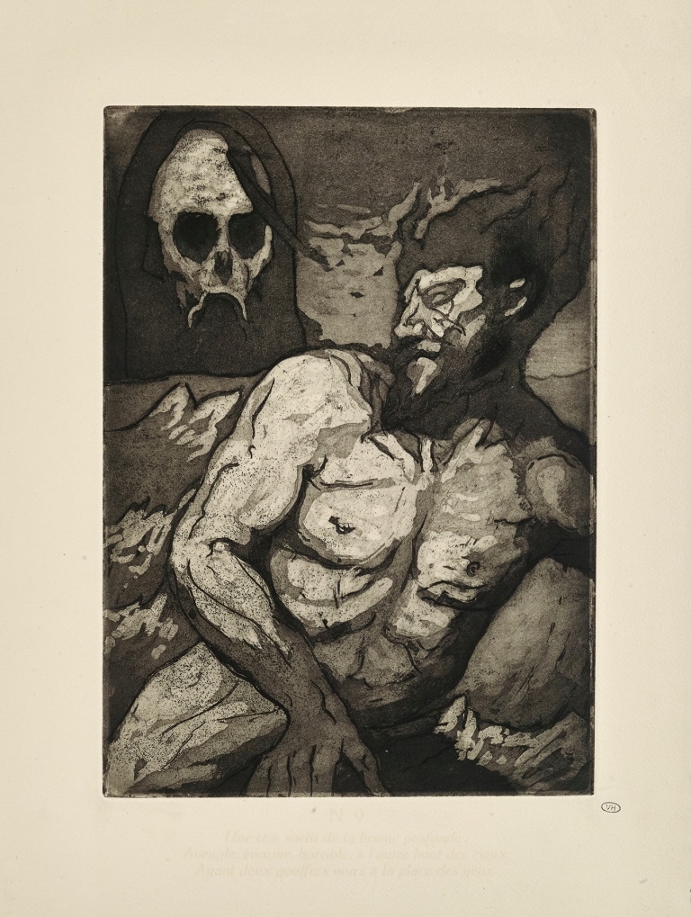 N° 9 – Une tête sortit de la brume profonde Aveugle, énorme, horrible, à l’autre bout des cieux, Ayant deux gouffr by Emile Bernard