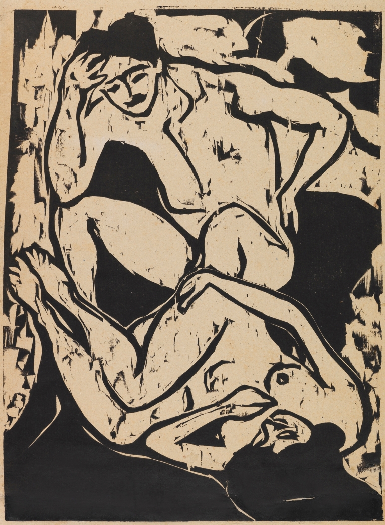 Nacktes Paar auf einem Kanapee by Ernst Ludwig Kirchner