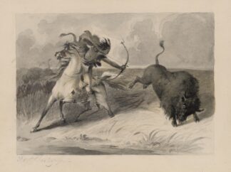 Native American on horseback hunting buffalo by Felix Octavius Carr Darley