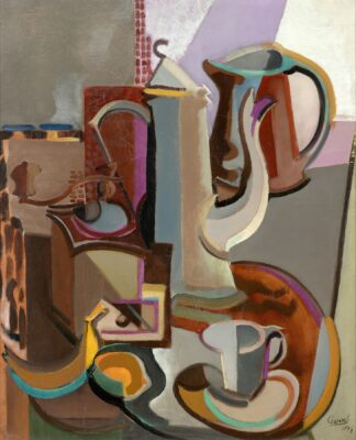 Nature morte à la cafetière et fruits by Youla Chapoval