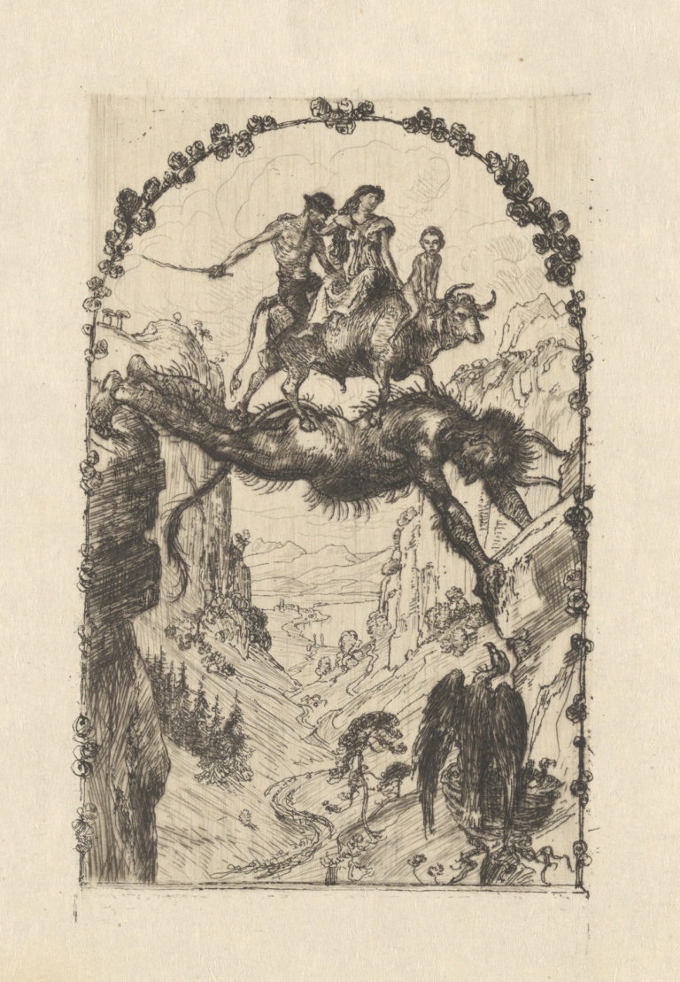 Neujahrskarte Teufelsbrücke by Albert Welti
