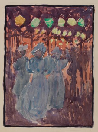 Night scene with three women in blue by Maurice Prendergast