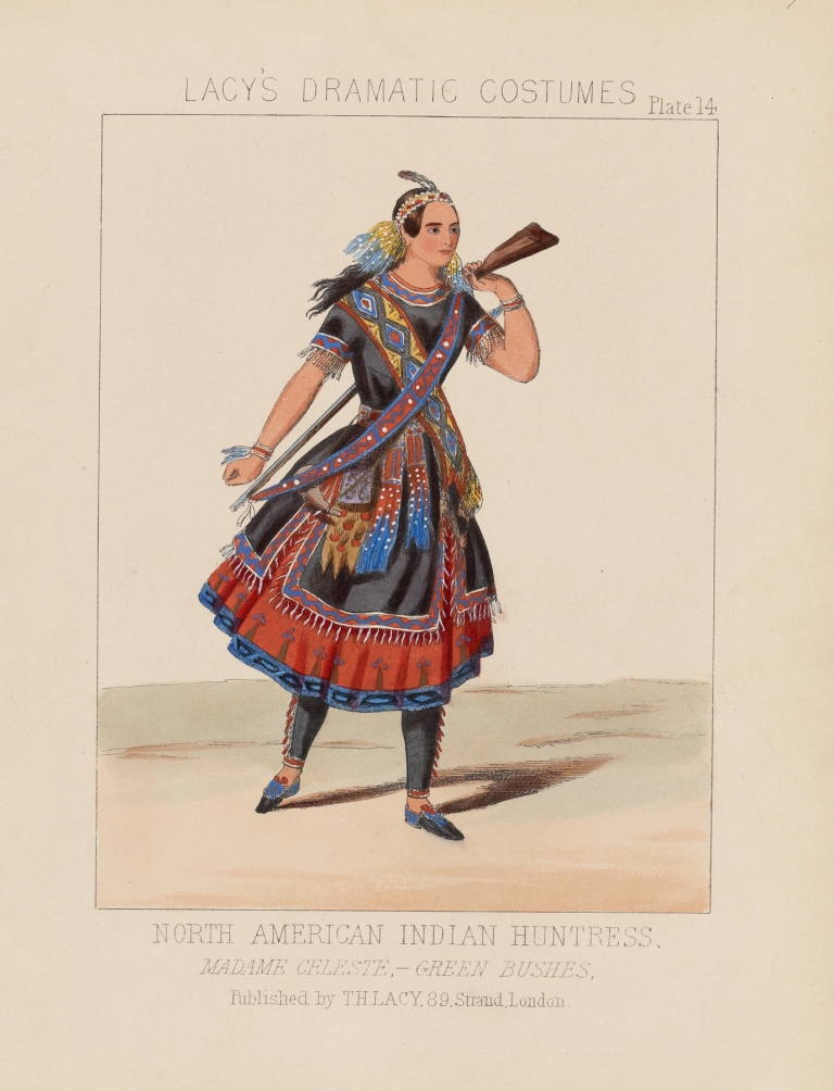 North American Indian huntress, Madame Celeste, Green bushes by Thomas Hailes Lacy