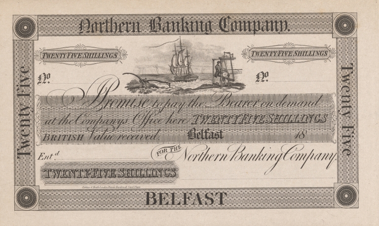 Northern Banking Company, Belfast, twenty-five shilling note by Perkins & Heath
