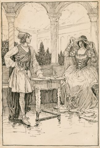 Olivia – I will draw the curtain and show you the picture by Louis Rhead