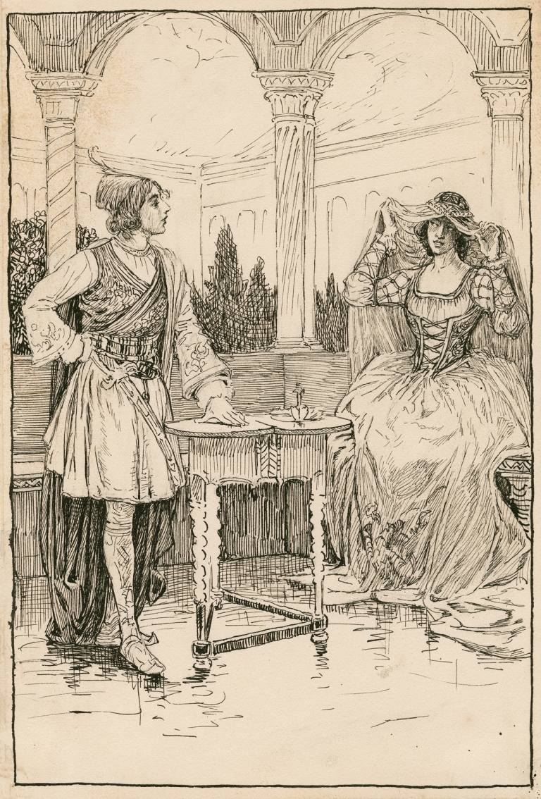 Olivia – I will draw the curtain and show you the picture by Louis Rhead