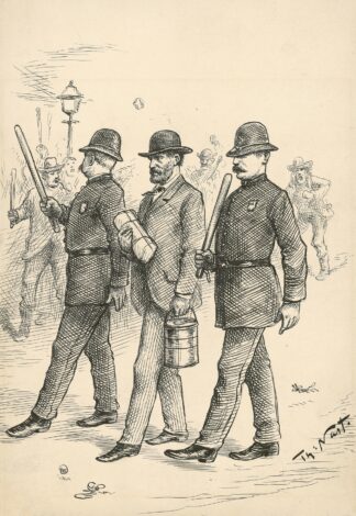 On this the triumph of our Republican form of government, must the honest laborer, satisfied with his employer, his wages . . . by Thomas Nast