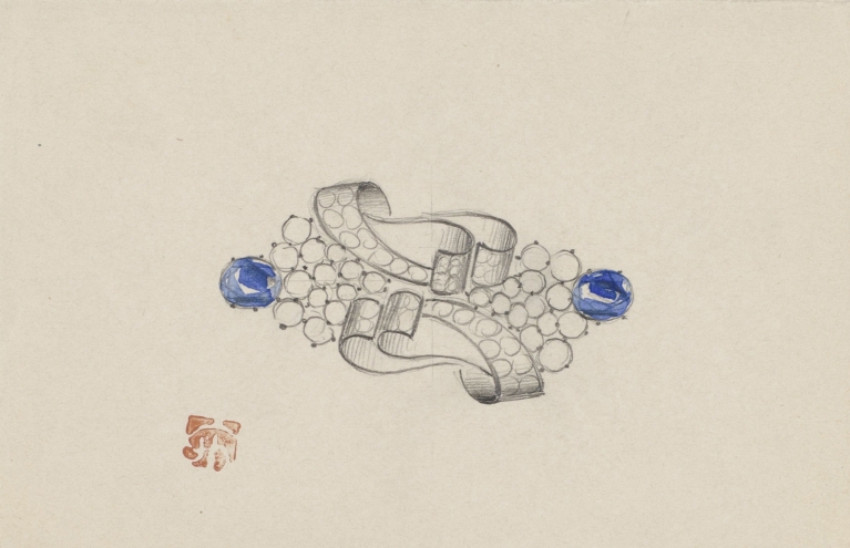 Ontwerp voor een broche met saffieren by Jules Chadel