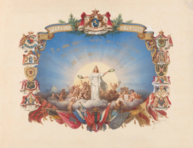 Ontwerp voor een Diplome d’Honneur by Johan Philip Koelman