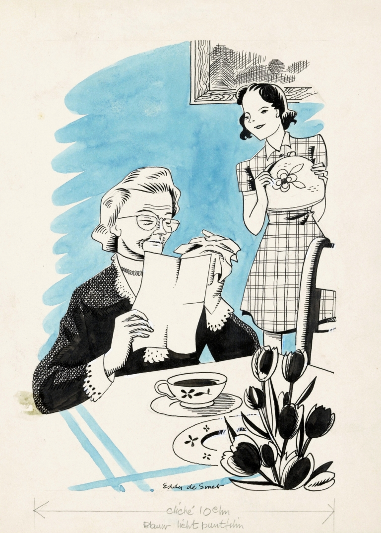 Oudere vrouw leest een brief by Eddy de Smet