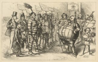 Our modern Falstaff reviewing his army by Thomas Nast