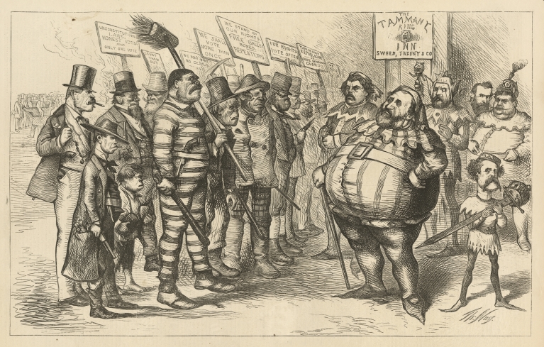 Our modern Falstaff reviewing his army by Thomas Nast