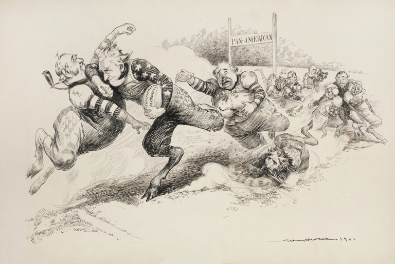 Pan-American as a football game, with the players representing different countries by William Henry Walker