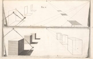 Plans of squares, with their elevations. by Andrea Pozzo