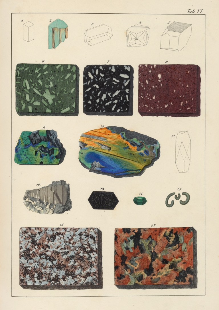 Plate VI: Felspathic Minerals and Rocks, Micaceous Minerals, Granite by Johann Gottlob Kurr