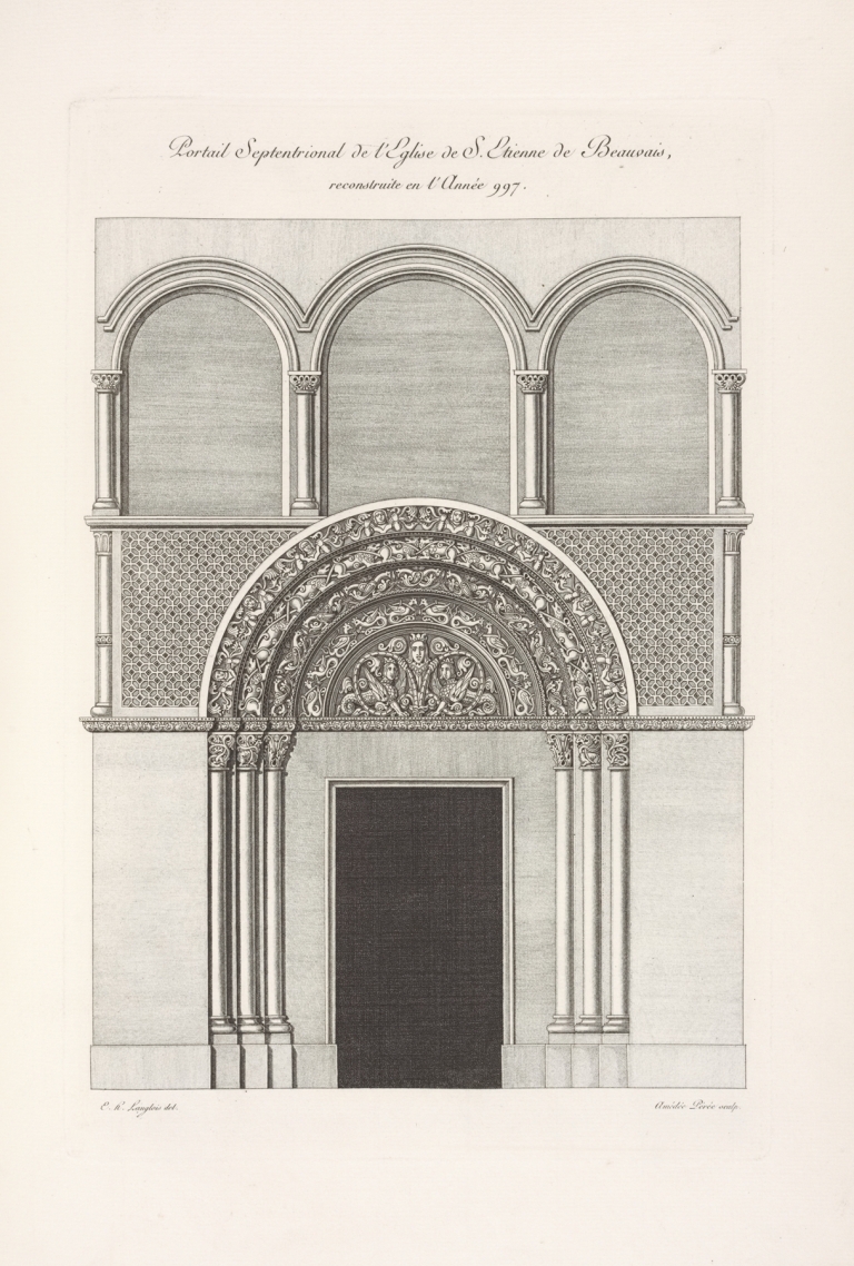 Portail septentrional de l’église de S. Étienne de Beauvais, reconstruite en l’année 997. by Nicolas Xavier Willemin