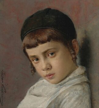 Portrait of a young boy with peyot by Isidor Kaufmann
