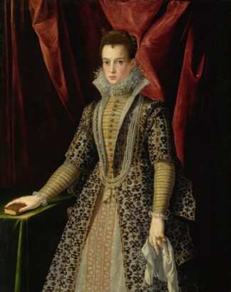 Portrait Of A Young Lady In An Embroidered Dress And Pearls by Jacopo Zucchi