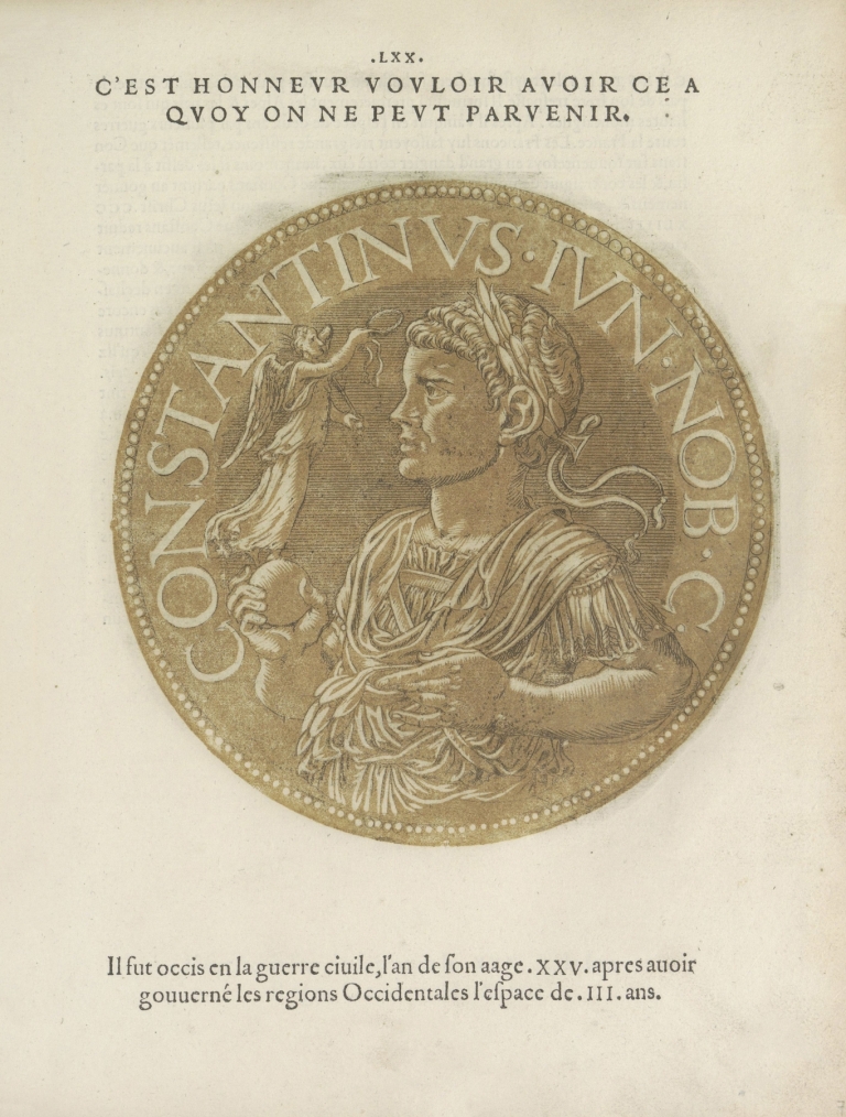 Portrait of Emperor Constantijn II by Hubert Goltzius