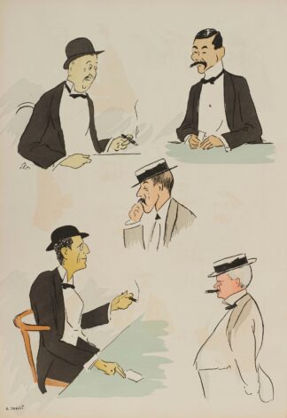 portraits de M Marghiloman, baron A de Rothschild, Vanderbilt, un japonais by Georges Goursat (Sem)