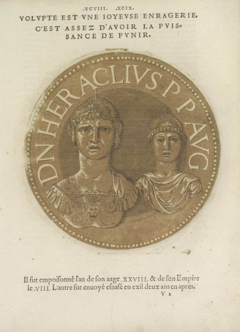 Portraits of Emperor Heraklonas and his mother Martina by Hubert Goltzius