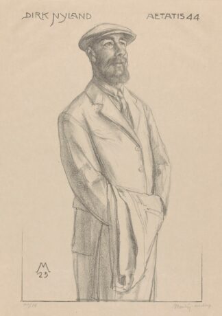 Portret van Dirk Hidde Nijland met jas over de arm by Simon Moulijn