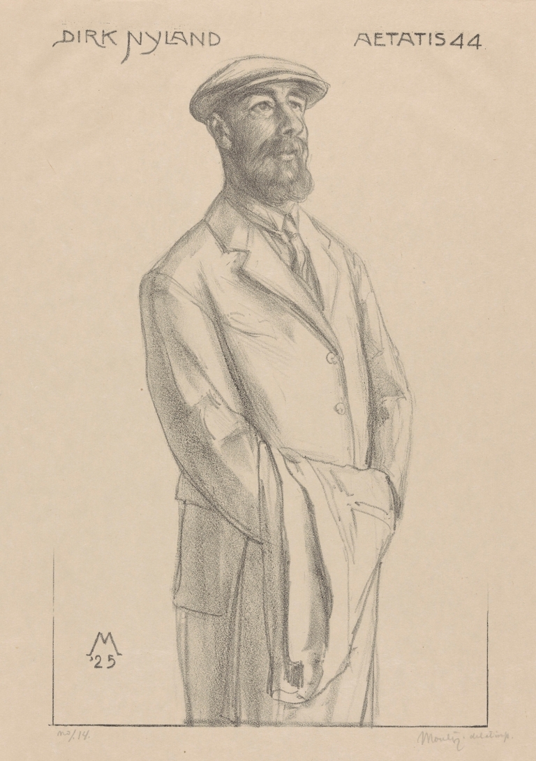 Portret van Dirk Hidde Nijland met jas over de arm by Simon Moulijn