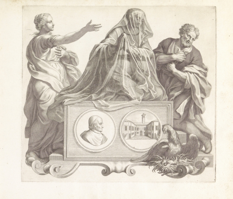Portret van een lid van de familie Barbarigo en de personificaties Berouw van zonden en Meditatie by Robert van Audenaerde