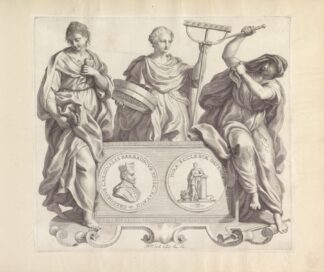 Portret van Gregorio Barbarigo en de personificaties van Kwelling, Onderscheid van goed en kwaad en Achterklap by Robert van Audenaerde