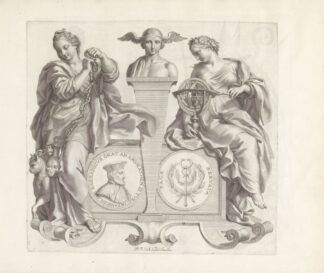 Portret van Nicolo Barbarigo en de personificaties van Overreding en Kennis by Robert van Audenaerde