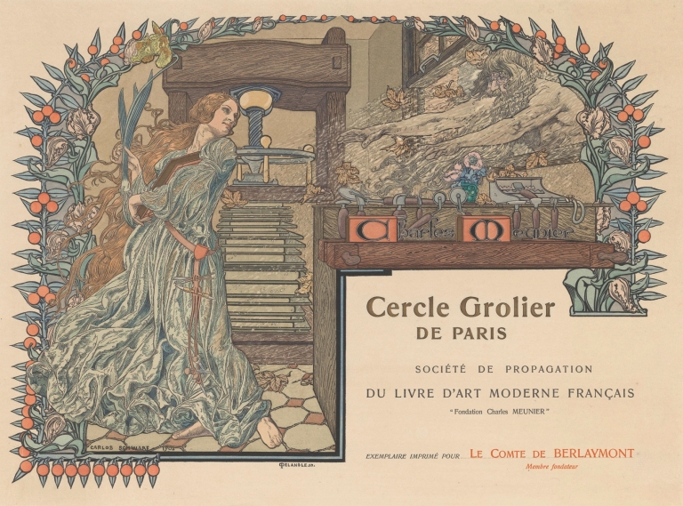 Poster for Cercle Grolier de Paris by Carlos Schwabe