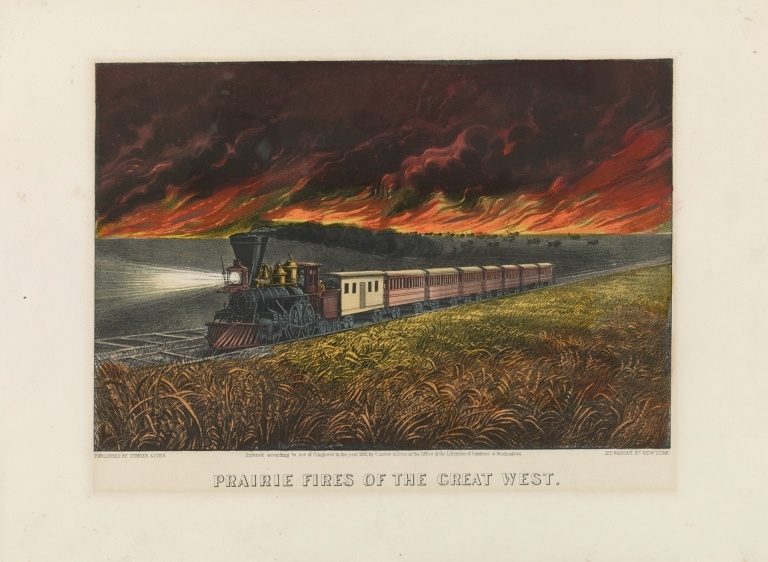 Prairie fires of the great west by Currier & Ives.