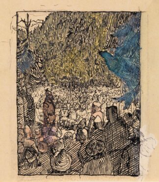 Preparation for illustration in Snorre Sturlason, Kongesagaer by Christian Krohg
