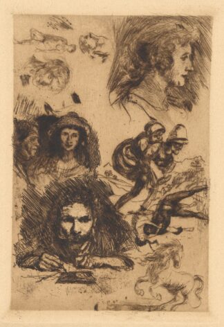 Probedruck mit Köpfen und Figuren by Albert Welti