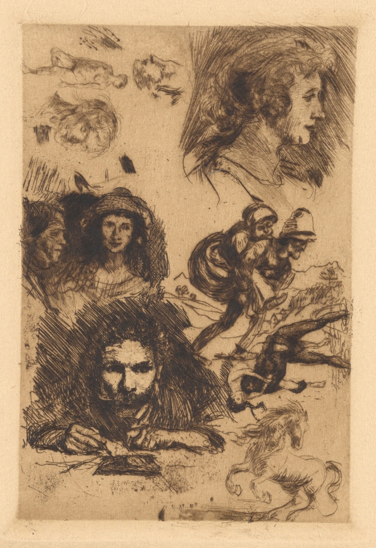 Probedruck mit Köpfen und Figuren by Albert Welti