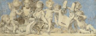 Putti with a bust of Homer by Vojtěch Hynais