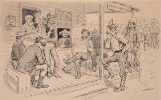 Reading the newspaper at the Eagle Inn by Frederick Burr Opper