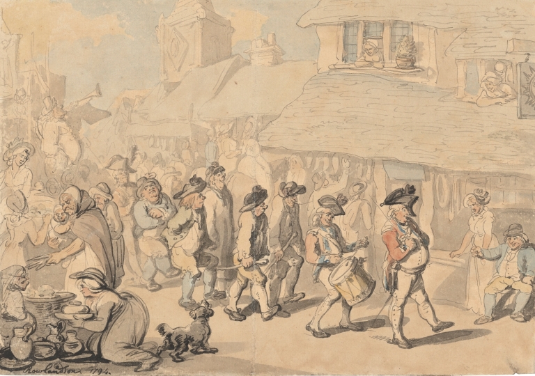 Recruiting soldiers at Brentford by Thomas Rowlandson
