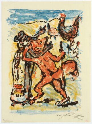Reinecke Und Grimbart Der Dachs Auf Der Pilgerreise Betrachten Einen Gut Ernährten Hahn, Den Reinecke Zu Fressen Versucht Ii by Lovis Corinth