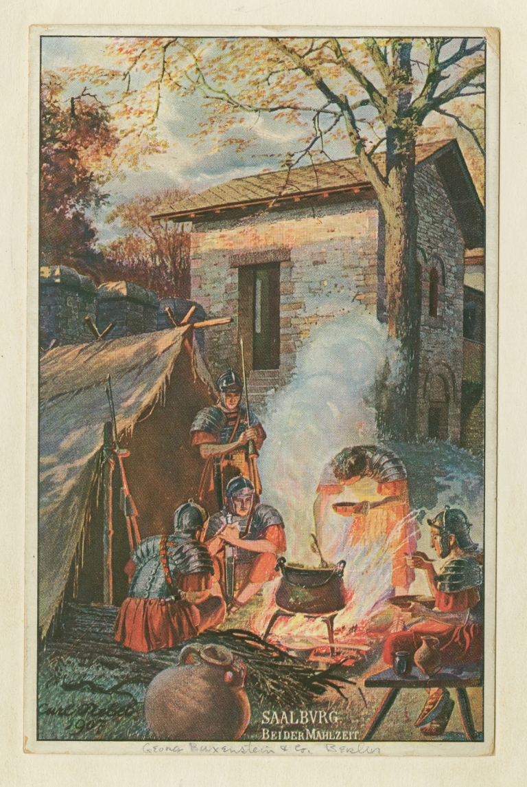 Saalburg; Bei der Mahlzet [at mealtime] by Carl Nebel