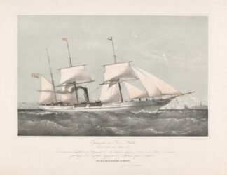 Schroefstoomschip Mariout et Hedjaz varend op zee Pijroscaphes en Fer à Helice Mariout et Hedjaz by Johan Conrad Greive